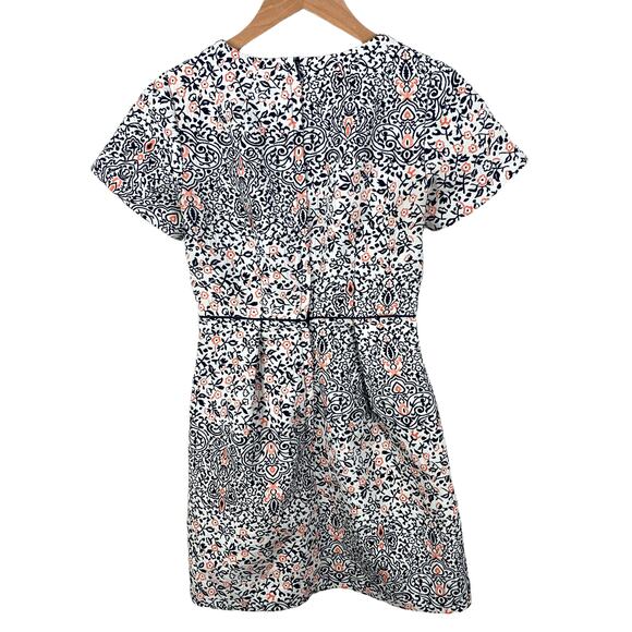 H&M Jacquard Floral Patterend Brocade Sheath Dress Blue Orange 4 S Small - Picture 6 of 11